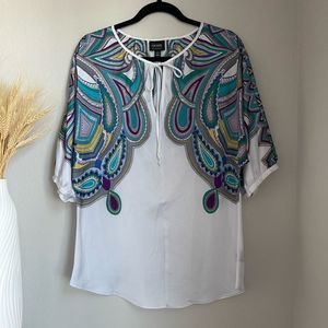 Nicole by Nicole Miller Women's White Blouse with Paisley Pattern - Size M